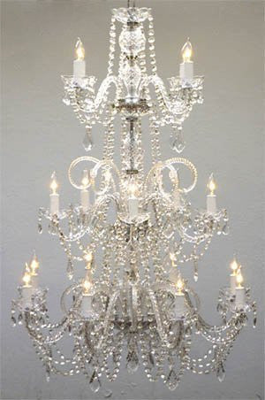 Murano Venetian Style All Crystal Chandelier Lighting W 30" H 50" - J10-26051/17 Gtc