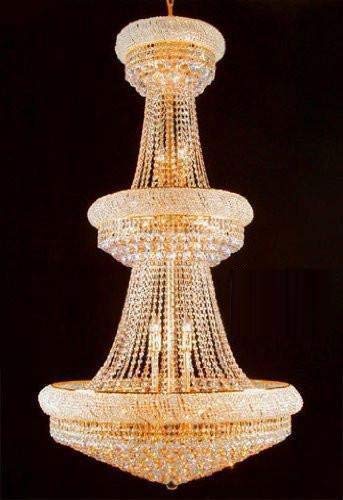 Set of 3-1 French Empire Crystal Chandelier Chandeliers H66" x W36" - Perfect for an Entryway or Foyer! and 2 Empire Empress Crystal(Tm) Wall Sconce Lighting W 12" H 17" - A500-1EA 541/32 + 2EA C121-1800W12SG