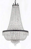 French Empire Crystal Chandelier Chandeliers Lighting H50" X W24" with Dark Antique Finish! Good for Dining Room, Foyer, Entryway, Family Room and More - A500-C7/CB/870/9