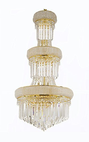 French Empire Empress Crystal (Tm) Chandelier Optical-Quality Fringe Prisms H50" X W30" - Perfect For An Entryway Or Foyer - A500-B40/Cg/541/24