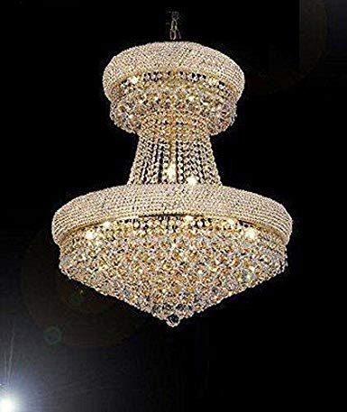Set of 3-1 French Empire Crystal Chandelier Chandeliers H32 x W30 and 2 Empire Empress Crystal(tm) Wall Sconce Lighting W 12" H 17" - B92/CG/541/24 + C121-1800W12SG A500-