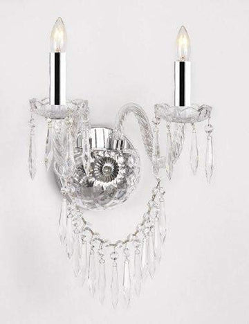 Murano Venetian Style Crystal Wall Sconce Lighting with Crystal Icicles w/Chrome Sleeves - G46-B43/B27/2/386