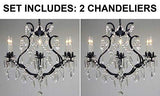Set of 2 - Wrought Iron Crystal Chandelier Lighting H 19" W 20" - Great for Bedroom, Kitchen, Dining Room, Living Room, and More! - 2EA 3530/6