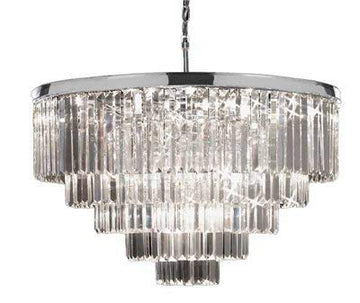 Inspired Odeon Style Crystal Glass Fringe Chandelier Chrome Finish H21 x W31.5 - GB104-2164/18B
