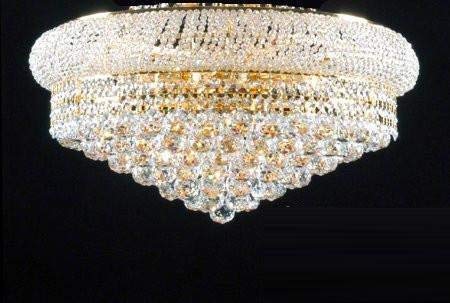 Set of 3-1 Flush Empire Crystal Chandelier Chandeliers Lighting 15X24 and 2 Empire Empress Crystal (Tm) Wall Sconce Lighting W 12" H 6" - FLUSH/542/15 + C121-1800W12G A500-