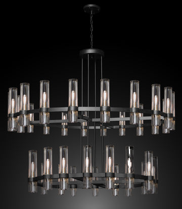 Inspired Ravelle Style Round Chandelier 60" Vintage Barn Metal Chandelier Chandeliers Industrial Loft Rustic Lighting Great for the Living Room, Dining Room, Foyer and Entryway, Family Room, and more - G7-CB/4461/20+16