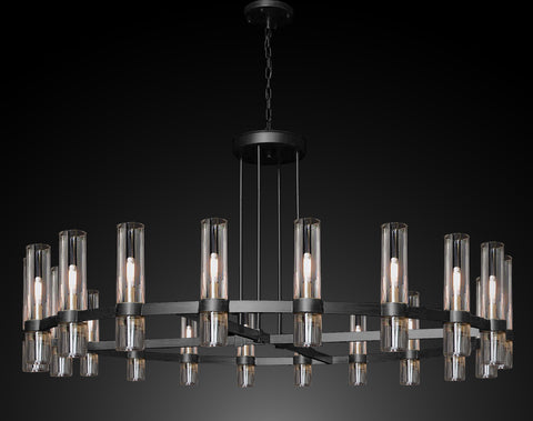 Varella Round Chandelier 60" Vintage Barn Metal Industrial Loft Rustic Lighting Great for Living Room, Dining Room, Foyer and Entryway - A113-CB/4461/20