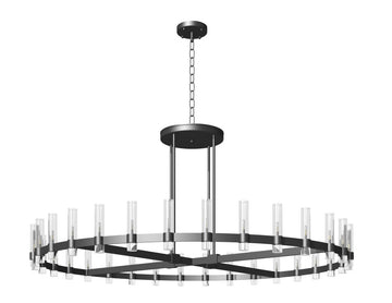 Inspired Ravelle Style Round Chandelier 96" Vintage Barn Metal Industrial Loft Rustic Lighting