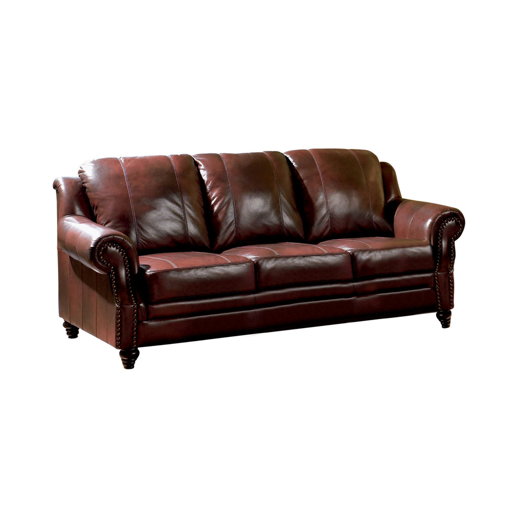 Set of 2 - Princeton Rolled Arm Sofa + Love Seat Burgundy - D300-10000