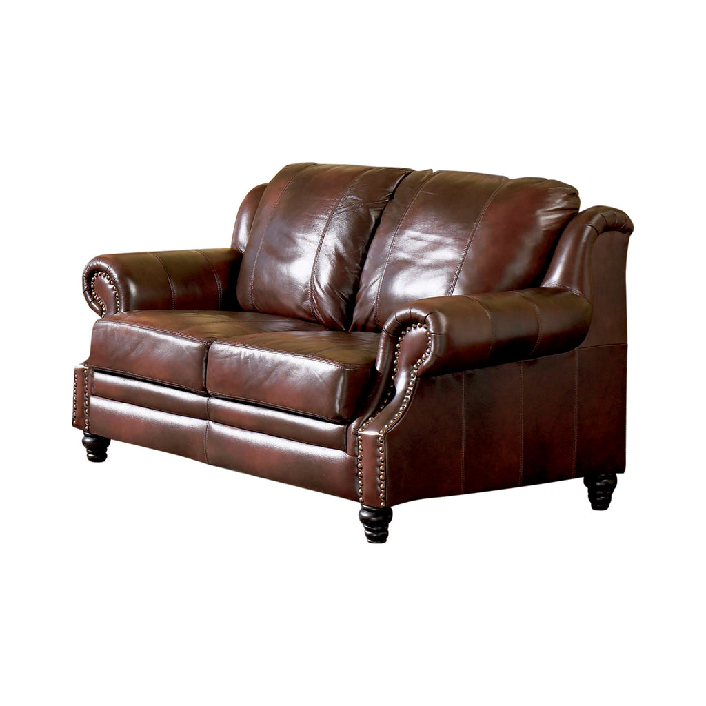 Set of 2 - Princeton Rolled Arm Sofa + Love Seat Burgundy - D300-10000