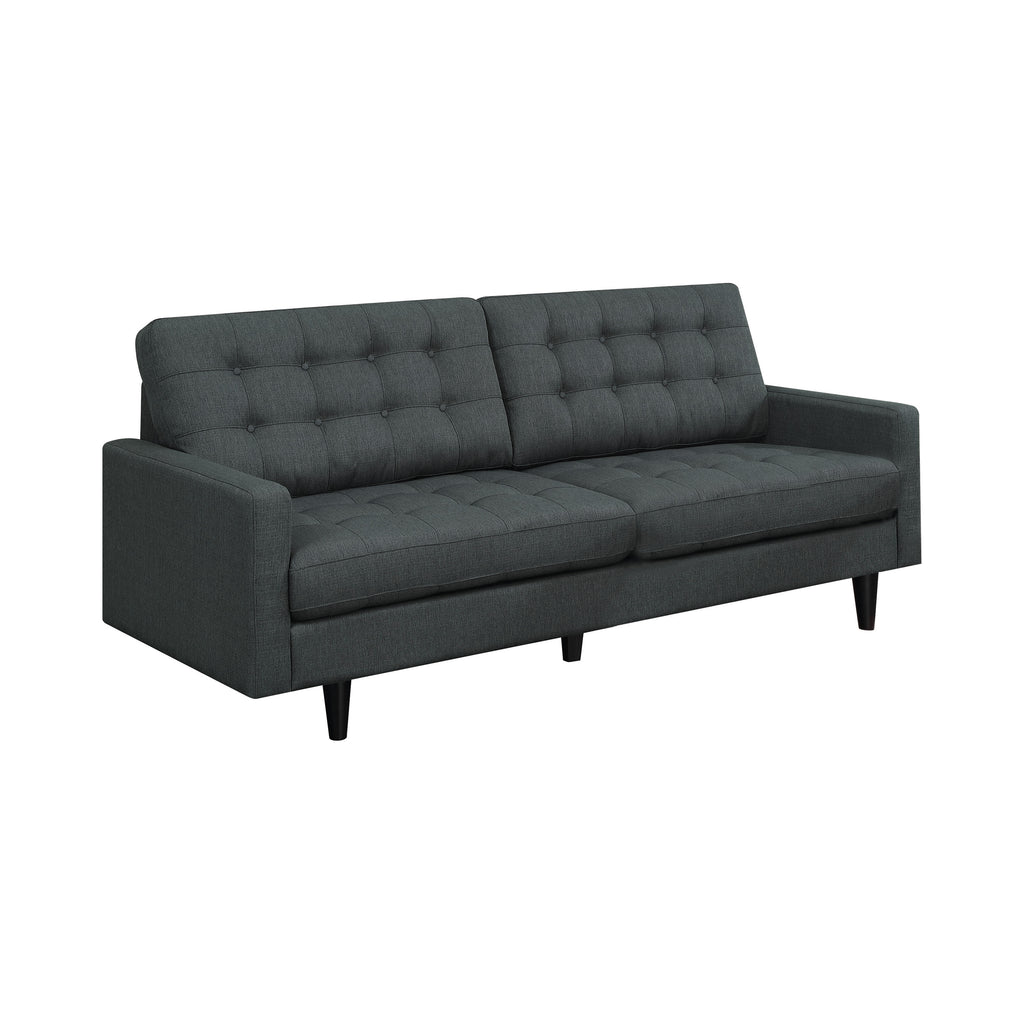 Set of 2 - Kesson Tufted Upholstered Sofa + Loveseat Charcoal - D300-10054