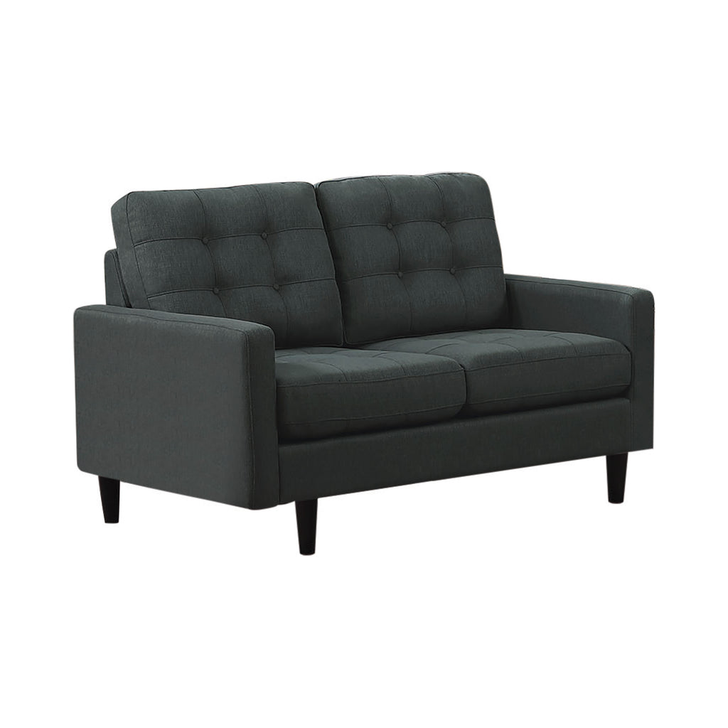 Set of 2 - Kesson Tufted Upholstered Sofa + Loveseat Charcoal - D300-10054