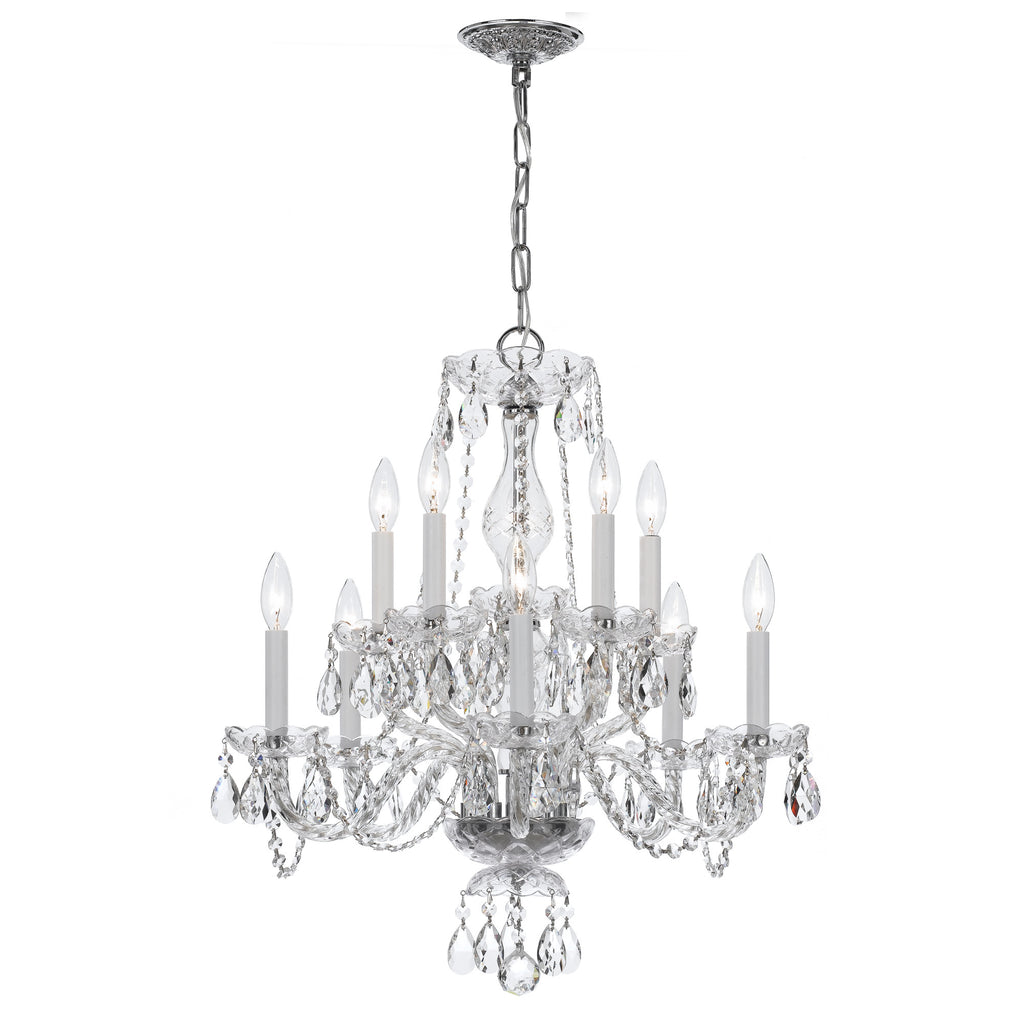10 Light Polished Chrome Crystal Chandelier Draped In Clear Hand Cut Crystal - C193-5080-CH-CL-MWP
