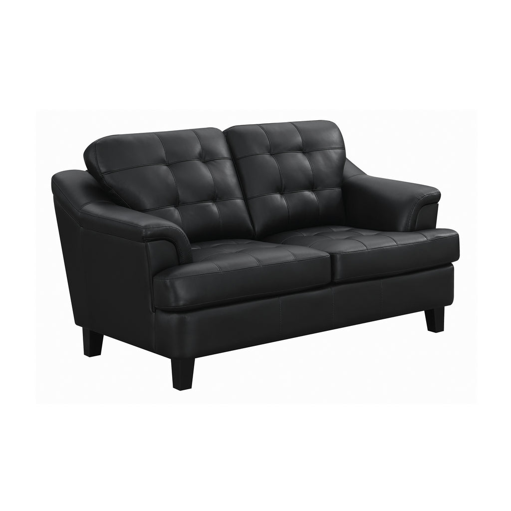 Set of 2 - Freeport Tufted Upholstered Sofa + Loveseat Black - D300-10077