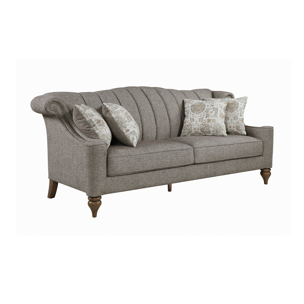 Set of 3 - Lakeland Rolled Arm Upholstered Sofa + Loveseat + Chair Brown - D300-10082