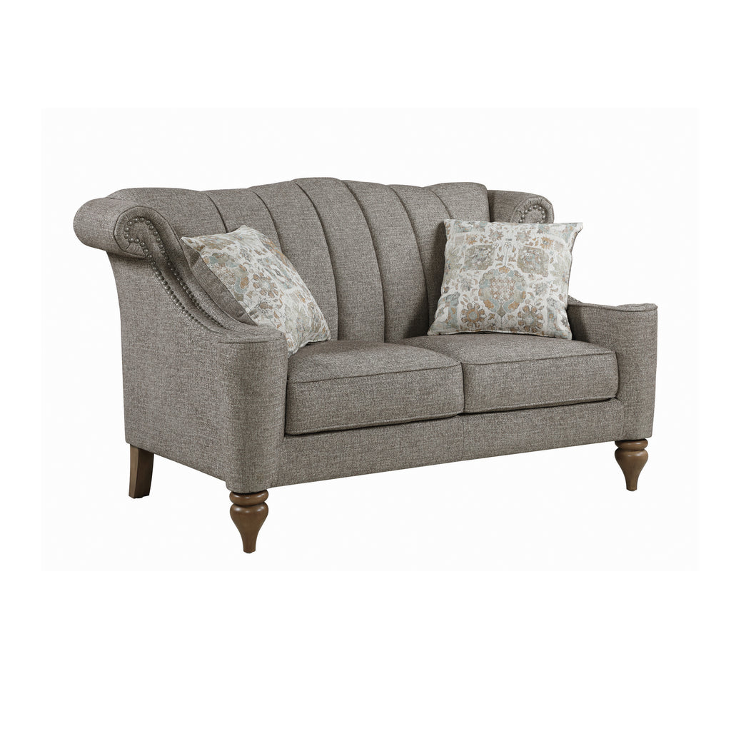 Set of 3 - Lakeland Rolled Arm Upholstered Sofa + Loveseat + Chair Brown - D300-10082