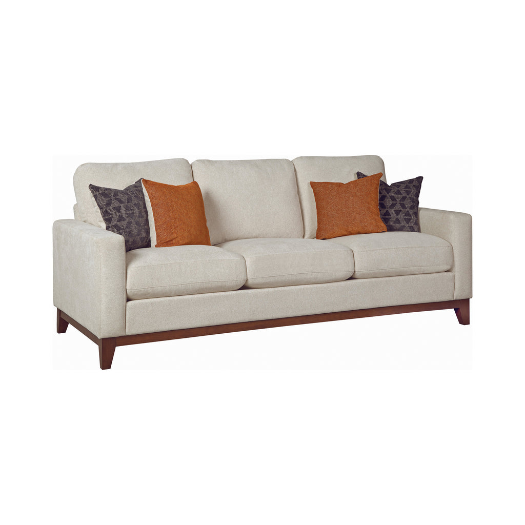 Set of 3 - Monrovia Upholstered Track Arms Sofa + Loveseat + Chair Beige - D300-10084