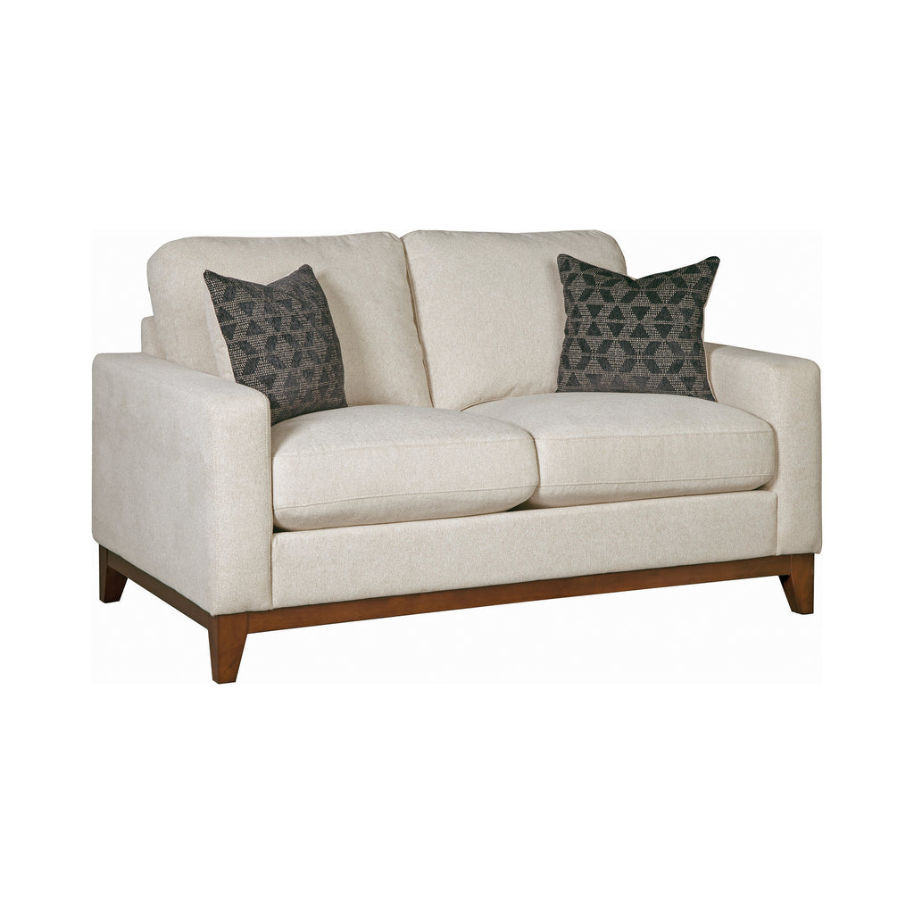 Set of 2 - Monrovia Upholstered Track Arms Sofa + Loveseat Beige - D300-10083