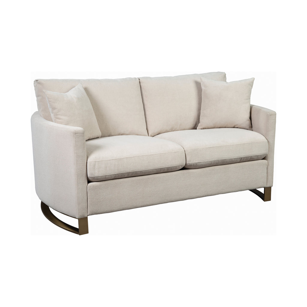 Set of 3 - Corliss Upholstered Arched Arms Sofa + Loveseat + Chair Beige - D300-10086