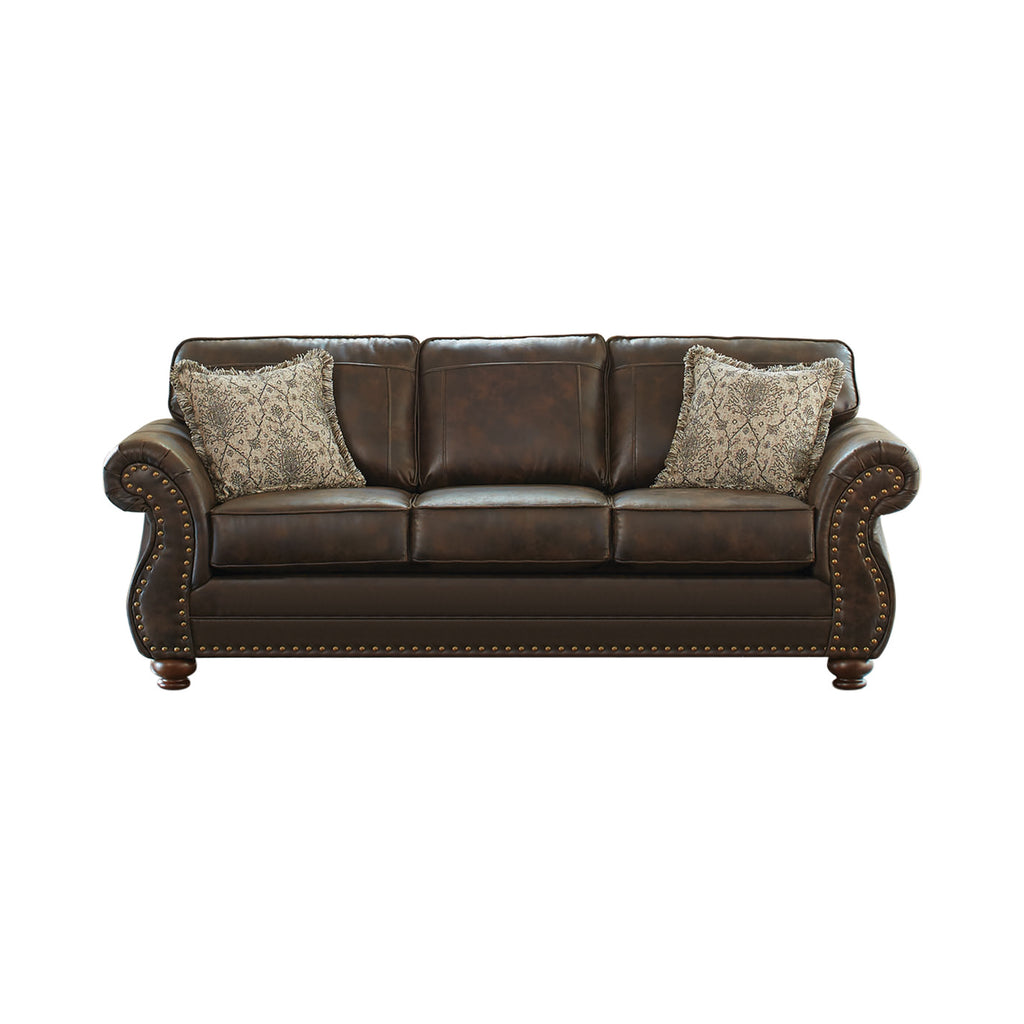 Set of 3 - Graceville Rolled Arm Upholstered Sofa + Loveseat + Chair Dark Brown - D300-10088