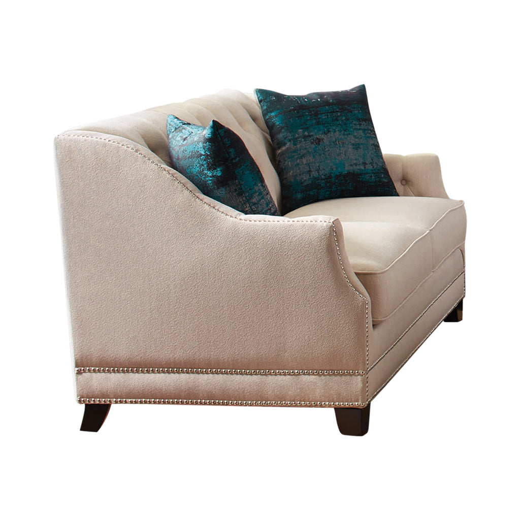 Set of 2 - Artemis Tufted Tight Back Sofa + Loveseat Beige - D300-10089