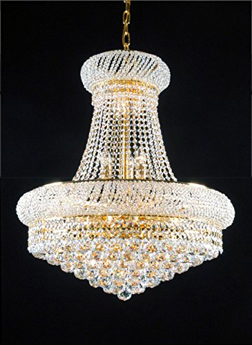 Swarovski Crystal Trimmed French Empire Crystal Chandeliers Lighting -Great for the Dining Room, Foyer, Living Room! H24" X W24" - A500-C6/CG/542/15SW