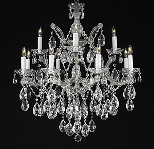 Maria Theresa Crystal Chandelier Lighting Chandeliers Dressed With Diamond Cut Crystal H 30" W 28" - A500-Silver/B77/21532/12+1