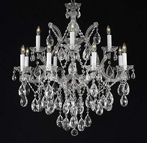 Maria Theresa Crystal Chandelier Lighting Chandeliers Dressed With Diamond Cut Crystal H 30" W 28" - A500-Silver/B77/21532/12+1