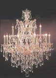 Set of 2-1 Chandelier Crystal Lighting H30" X W28" and 1 Maria Theresa Chandelier Crystal Lighting Chandeliers Dressed with Empress Crystal (Tm) H 50" W 37" - Antique French Gold Color - 21532/12+1 + CG/2232/24+1 A500-
