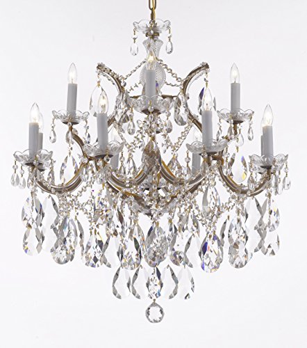 Swarovski Crystal Trimmed Maria Theresa Chandelier Lights Fixture Pendant Ceiling Lamp Dressed With Large Luxe Crystals H30" X W28" - Good For Dining Room Foyer Entryway Family Room And More - A500-B90/Cg/21532/12+1Sw