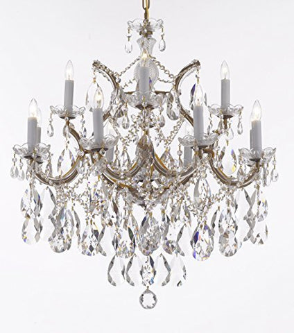 Swarovski Crystal Trimmed Maria Theresa Chandelier Lights Fixture Pendant Ceiling Lamp Dressed With Large Luxe Crystals H30" X W28" - Good For Dining Room Foyer Entryway Family Room And More - A500-B90/Cg/21532/12+1Sw