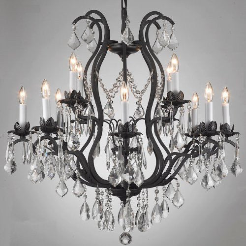 Wrought Iron Chandelier Lighting Dressed With Swarovski Crystal - A500-3034/8+4Sw