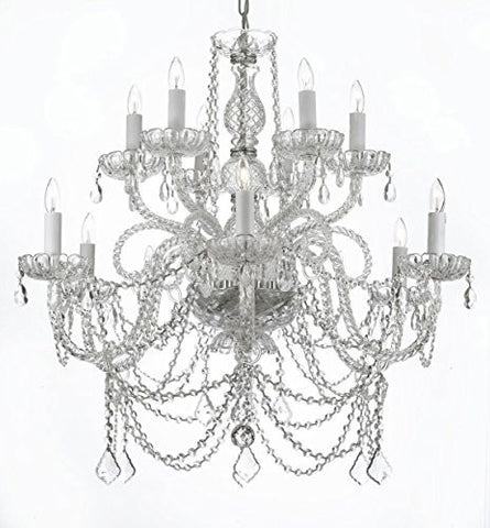 Murano Venetian Style All-Crystal Chandelier - A500-Silver/4/385/6+6