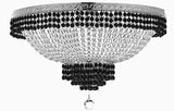Set of 2-1 French Empire Crystal Chandelier Lighting Trimmed w/Jet Black Crystal! H36" X W30" and 1 Flush French Empire Crystal Chandelier Lighting Trimmed w/Jet Black Crystal! H18" X W24" - B79/CS/870/14 + B79/CS/FLUSH/870/9 A500-