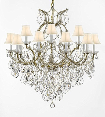 Maria Theresa Empress Crystal (Tm) Chandelier Lighting H 38" W 37" With White Shades - A500-Sc/21510/15+1