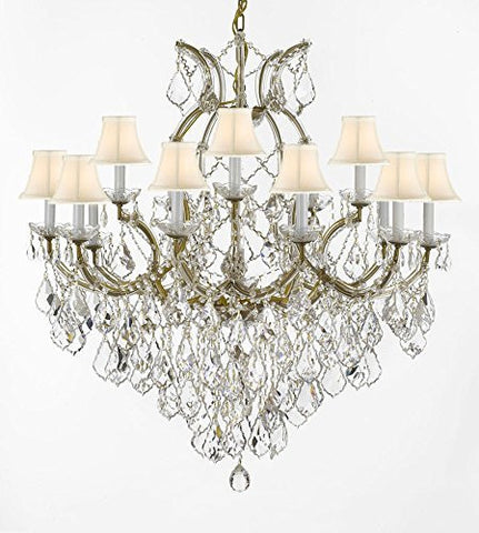 Maria Theresa Empress Crystal (Tm) Chandelier Lighting H 38" W 37" With White Shades - A500-Sc/21510/15+1