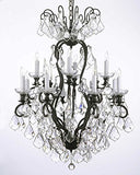 Swarovski Crystal Trimmed Chandelier Wrought Iron Crystal Chandelier H30" X W28" - A500-556/12 Sw