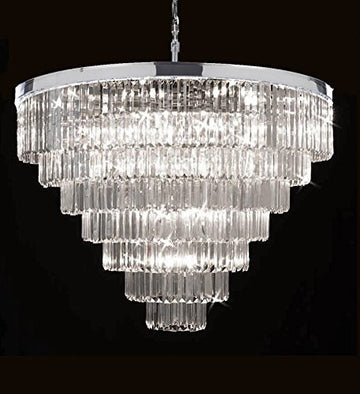 Inspired Odeon Style Crystal Glass Fringe 7 Tier Chandelier Chrome Finish H.35.5" X W.43.5" - G7-2164/33