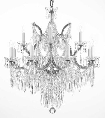 Chandelier U Drops Crystal Chandeliers Waterfall Lighting H30" X W28" - A500-Silver/U/21532/12+1