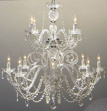 Authentic All Crystal Chandelier H30" X W28" - Go-J10-26048/8+4