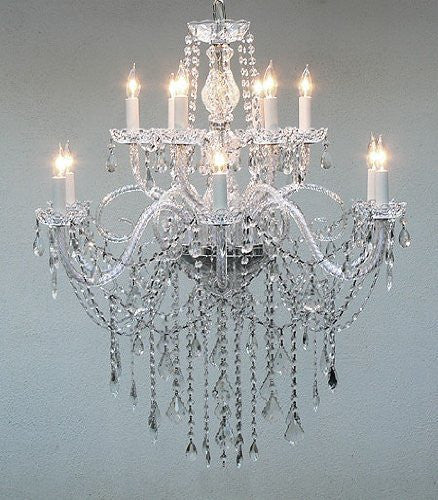 Authentic All Crystal Chandelier H38" X W32" - A500-3/385/6+6