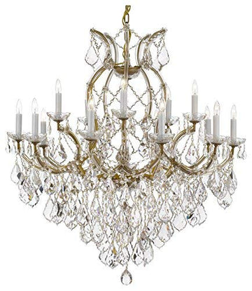 Maria Theresa Chandelier Crystal Lighting Fixture Ceiling Lamp for Dining Room Entryway Living Room H38" X W37" Dressed with Diamond Cut Crystal