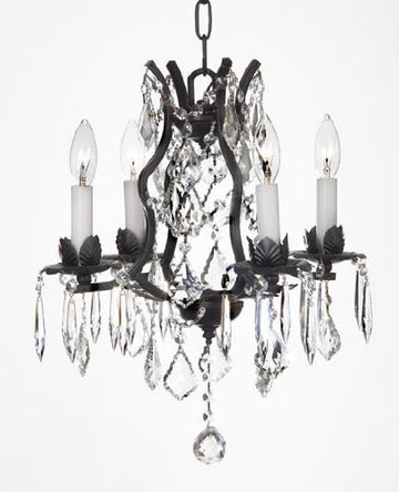 Swarovski Crystal Trimmed Chandelier Wrought Iron Crystal Chandelier Lighting H15" X W15" - J10-26096/4Sw