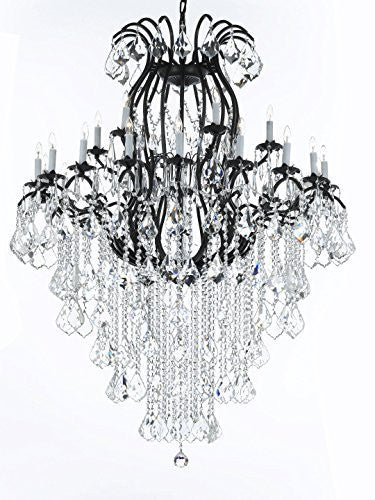 Wrought Iron Chandelier Crystal Chandeliers Lighting Empress Crystal (Tm) H60" W46" Perfect For An Entryway Or Foyer - A500-B12/3034/18+6