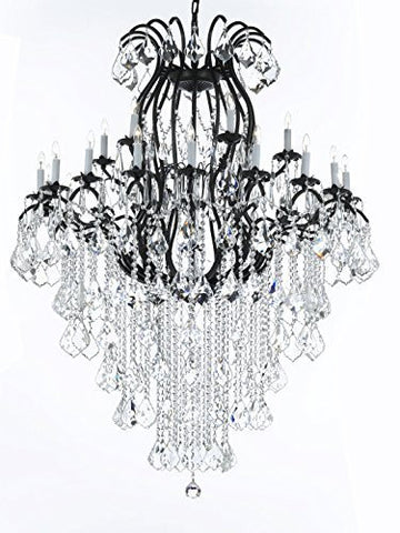 Wrought Iron Chandelier Crystal Chandeliers Lighting Empress Crystal (Tm) H60" W46" Perfect For An Entryway Or Foyer - A500-B12/3034/18+6