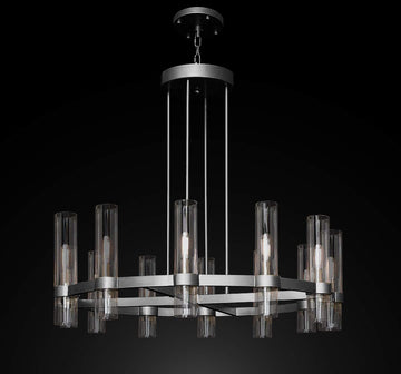 Inspired Ravelle Style Round Chandelier 36" Vintage Barn Metal Chandelier Chandeliers Industrial Loft Rustic Lighting Great for the Living Room, Dining Room, Foyer and Entryway, Family Room, and more - G7-CS/4461/12