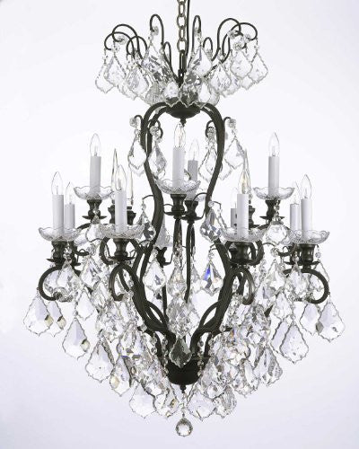 Wrought Iron Crystal Chandelier H30" X W28" - A500-556/12