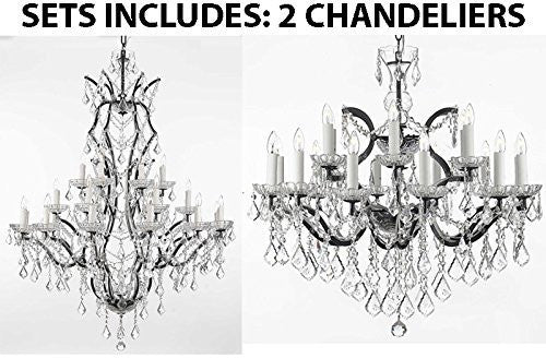 Set Of 2 - 1 19Th C. Baroque Iron & Crystal Chandelier Lighting H 52" X W 41" And 1 19Th C. Baroque Iron & Crystal Chandelier Lighting H 28" X W 30" - 1 Ea 996/25 + 1 Ea 995/18 A500-