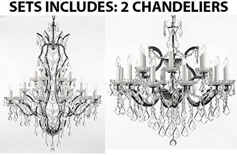 Set Of 2 - 1 19Th C. Baroque Iron & Crystal Chandelier Lighting H 52" X W 41" And 1 19Th C. Baroque Iron & Crystal Chandelier Lighting H 28" X W 30" - 1 Ea 996/25 + 1 Ea 995/18 A500-