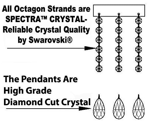 Swarovski Crystal Trimmed Chandelier Empress Crystal (TM) with Large White Shade! H24" x W15" - G7-B9/WHITE/3/26028/3SW